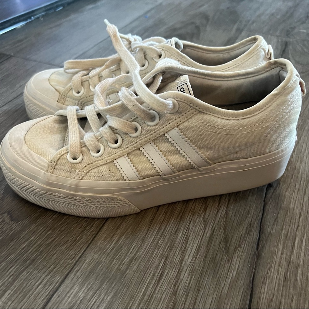 Adidas Nizza Platform Lace Up Sneakers White Size 7 - Picture 6 of 9